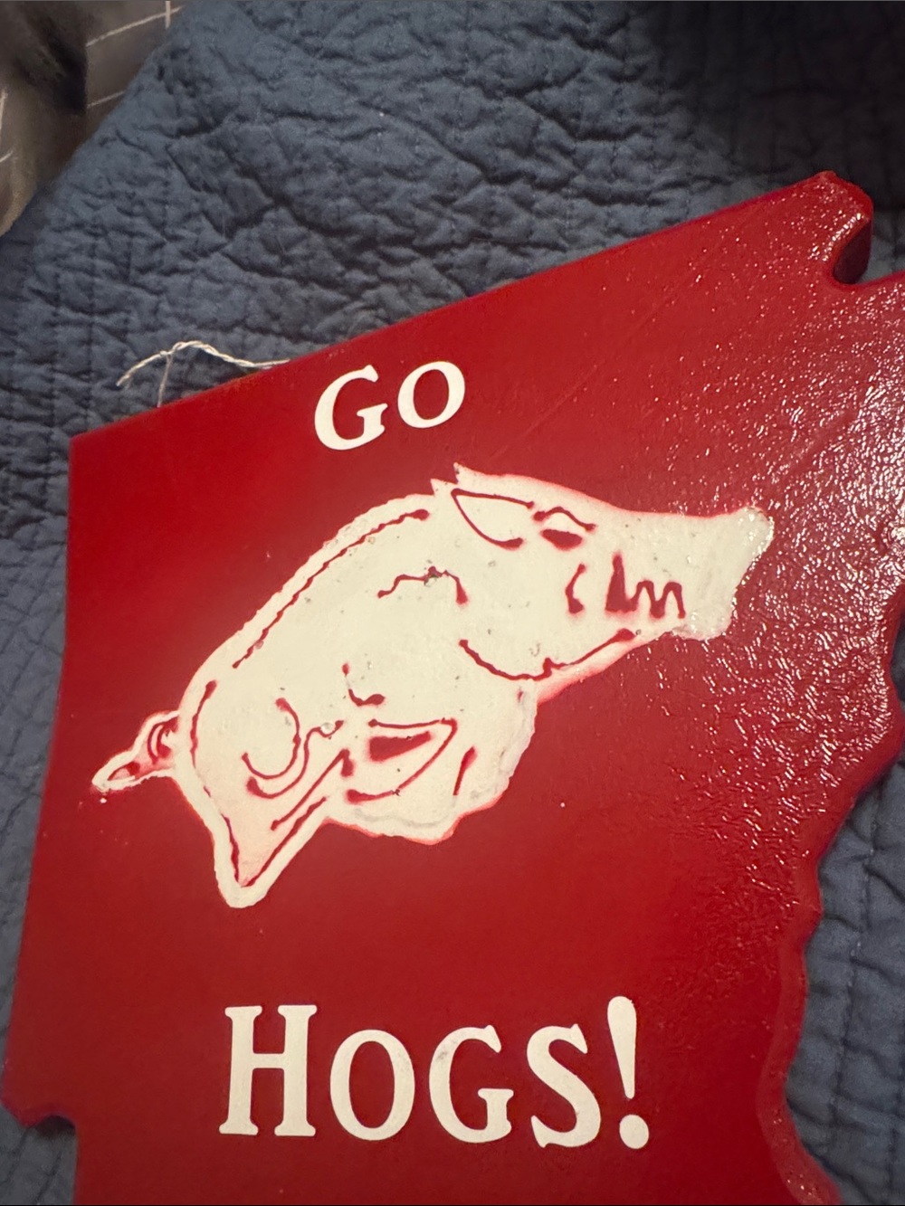 Go Hogs! Razorback Wall Plaque - Red with White Lettering - Picture 5 of 5